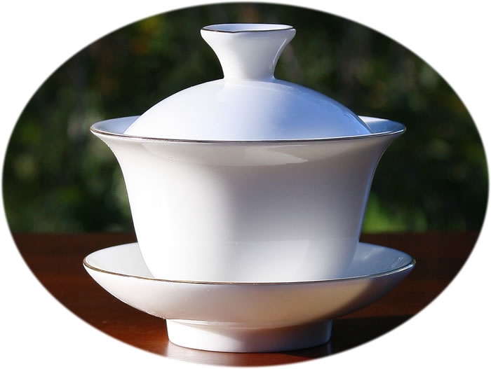 Buy Gaiwan white gold lined large Valley Green Tea Buy tea accessories